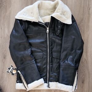 Vintage Black and Cream Leather Jacket